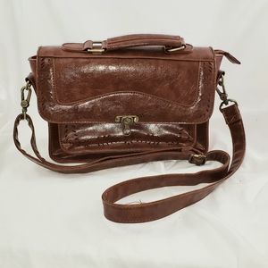 Esecosusi Brown Vegan Leather Satchel
